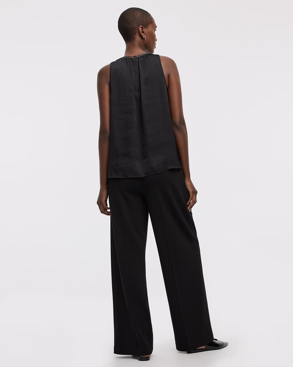 Sleeveless Blouse with Jewelled Trim