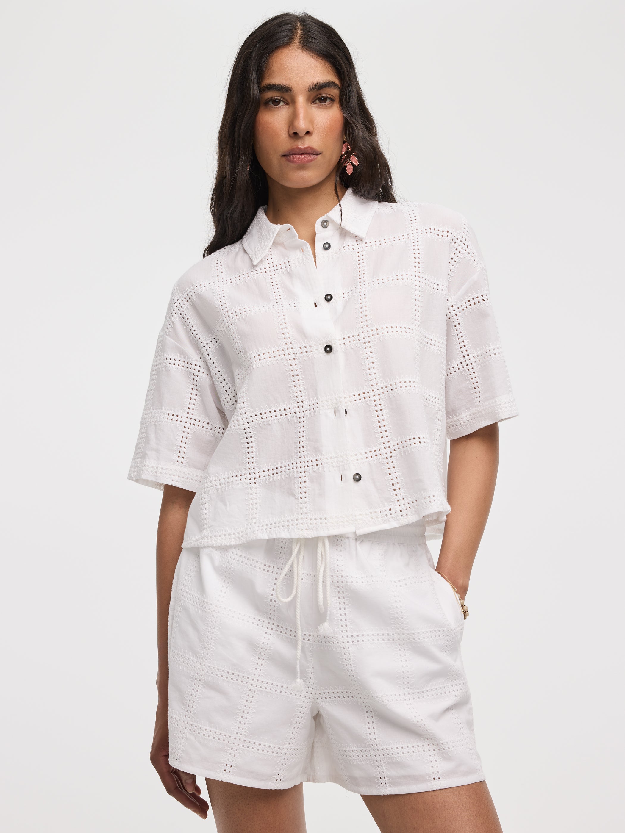Short-Sleeve Shirt with Embroideries