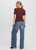 Short-Sleeve Top with Lace-Up Split Neckline