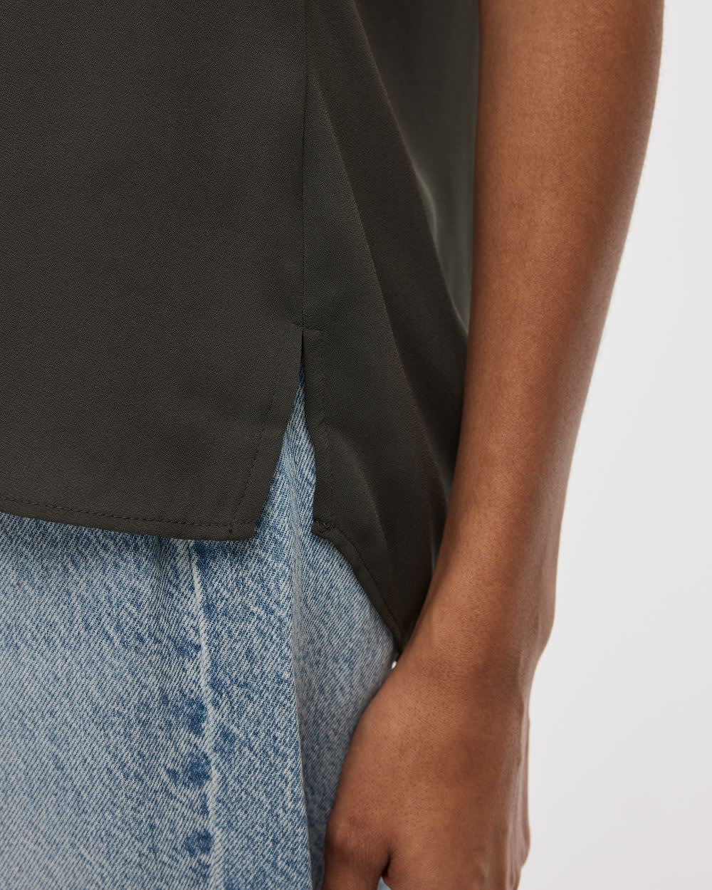 Cap Sleeve Split Neck Blouse - R Essentials