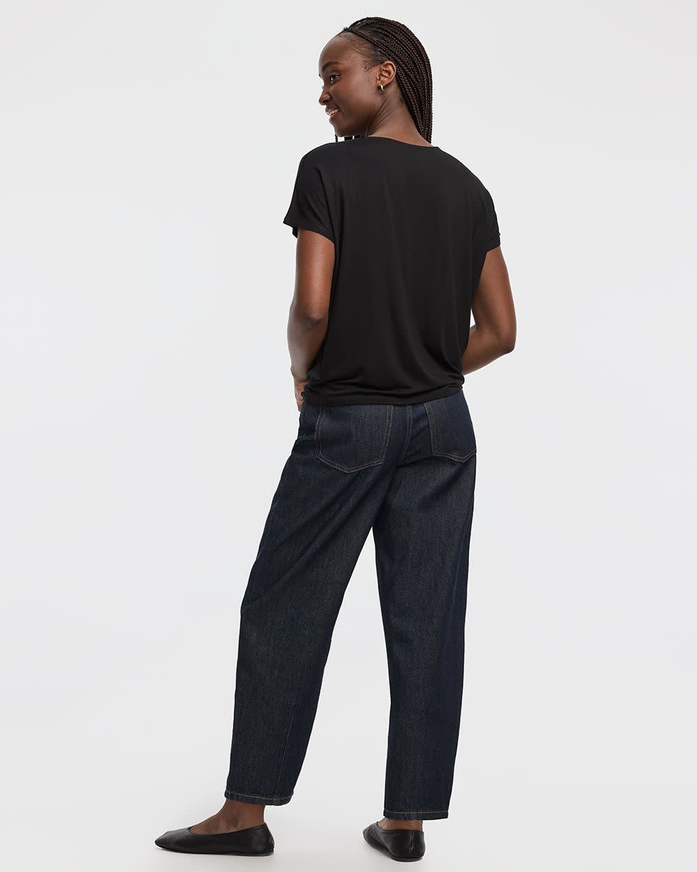 T-shirt à manches courtes dolman et col bateau