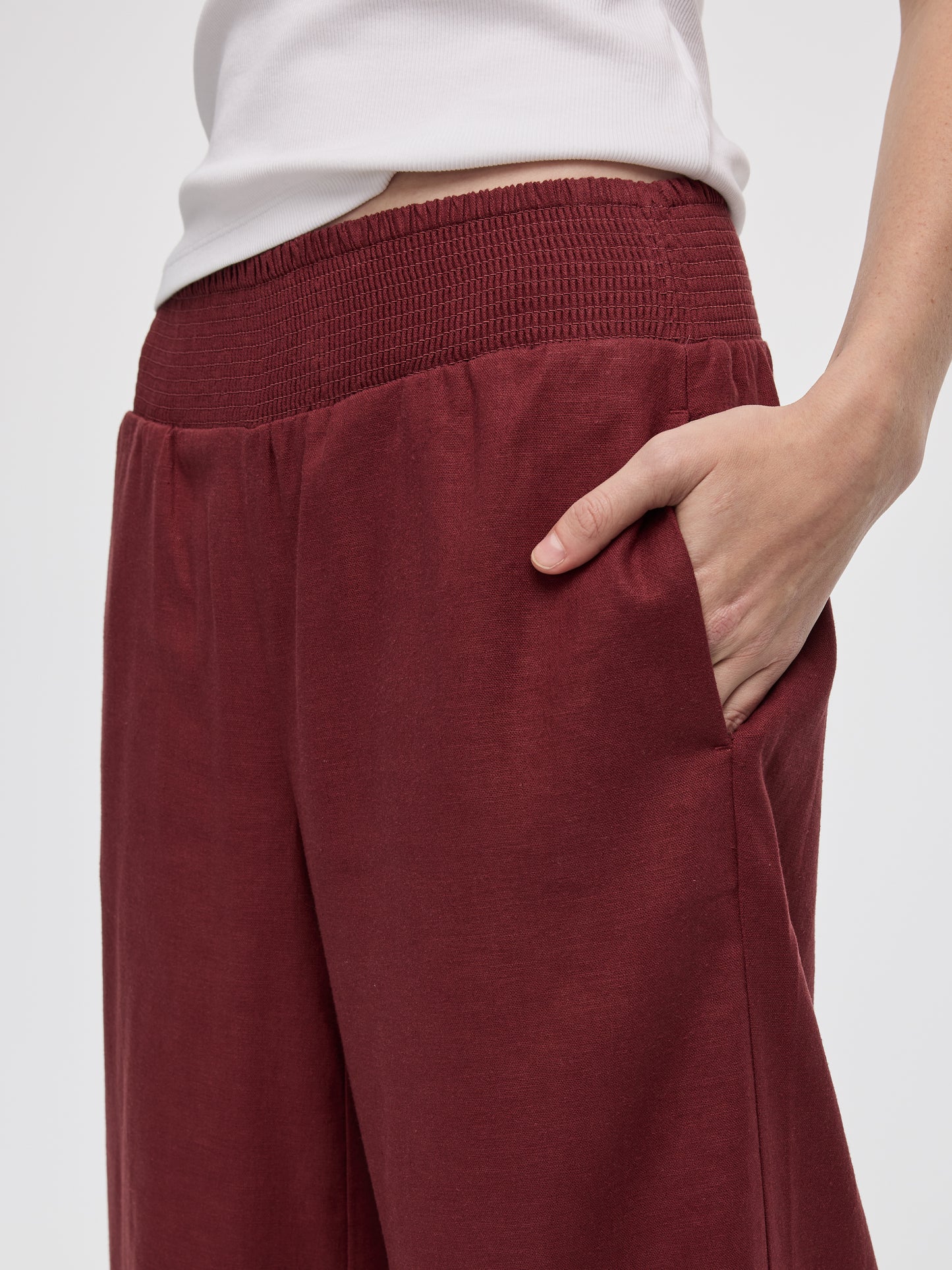 Cropped Wide-Leg Linen-Blend Pant