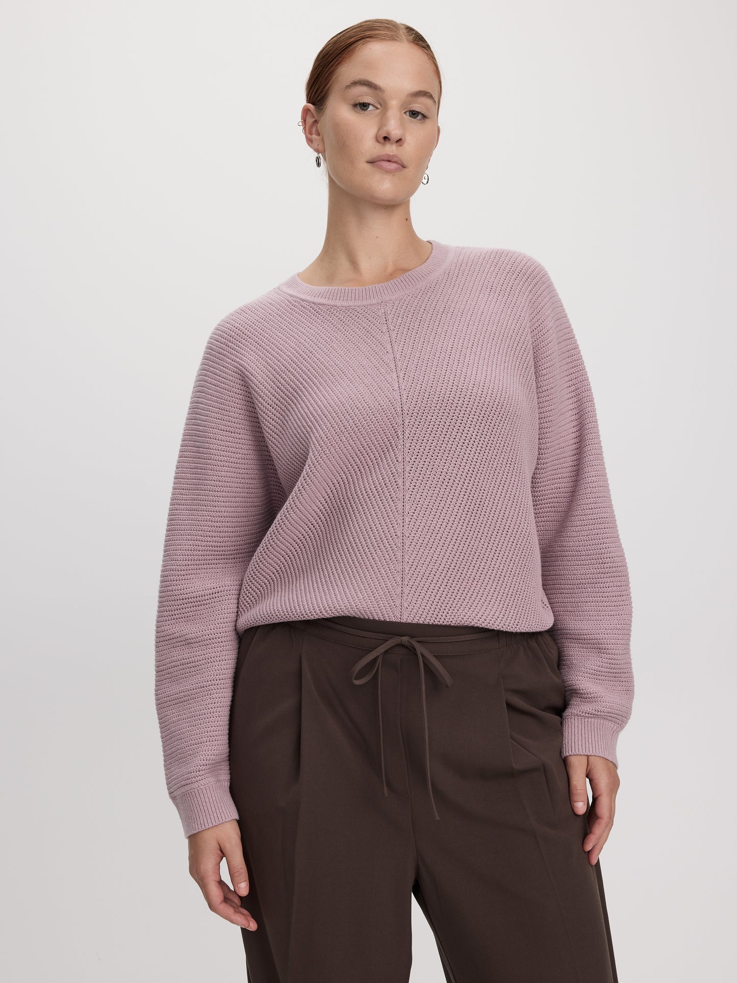 Long-Dolman-Sleeve Crew-Neck Pullover