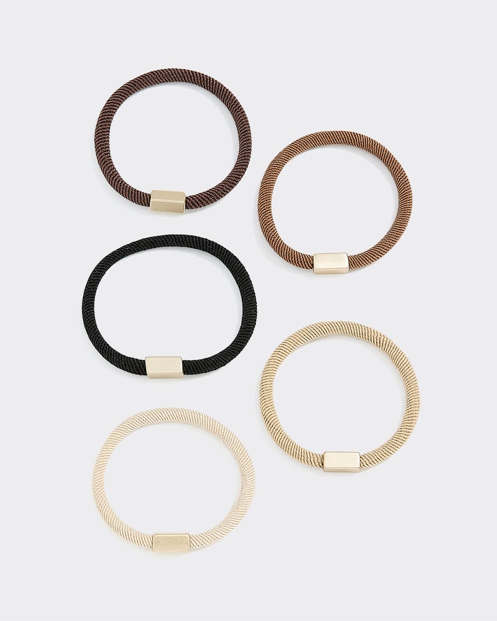 Élastiques à cheveux avec pièce en métal - Ens. de 5