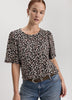 Crew-Neck Top with Short Flutter Sleeves
