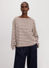 Striped Long-Sleeve Boat-Neck Top