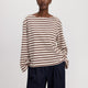 Striped Long-Sleeve Boat-Neck Top