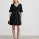 Short-Sleeve V-Neck Mini Dress with Bubble Hem