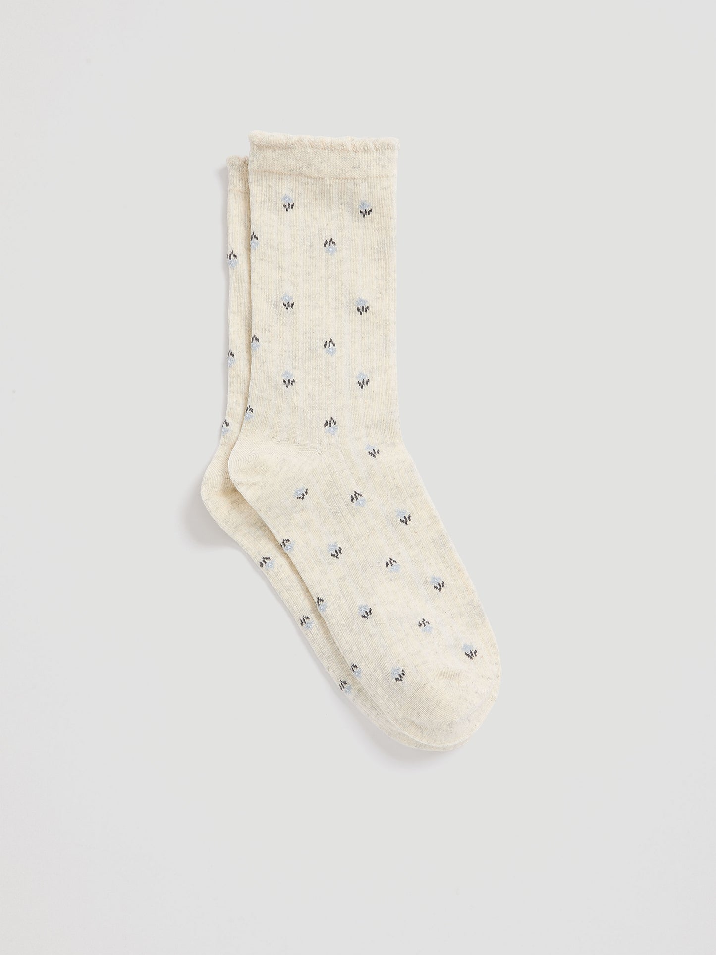 Floral Pointelle Crew Socks