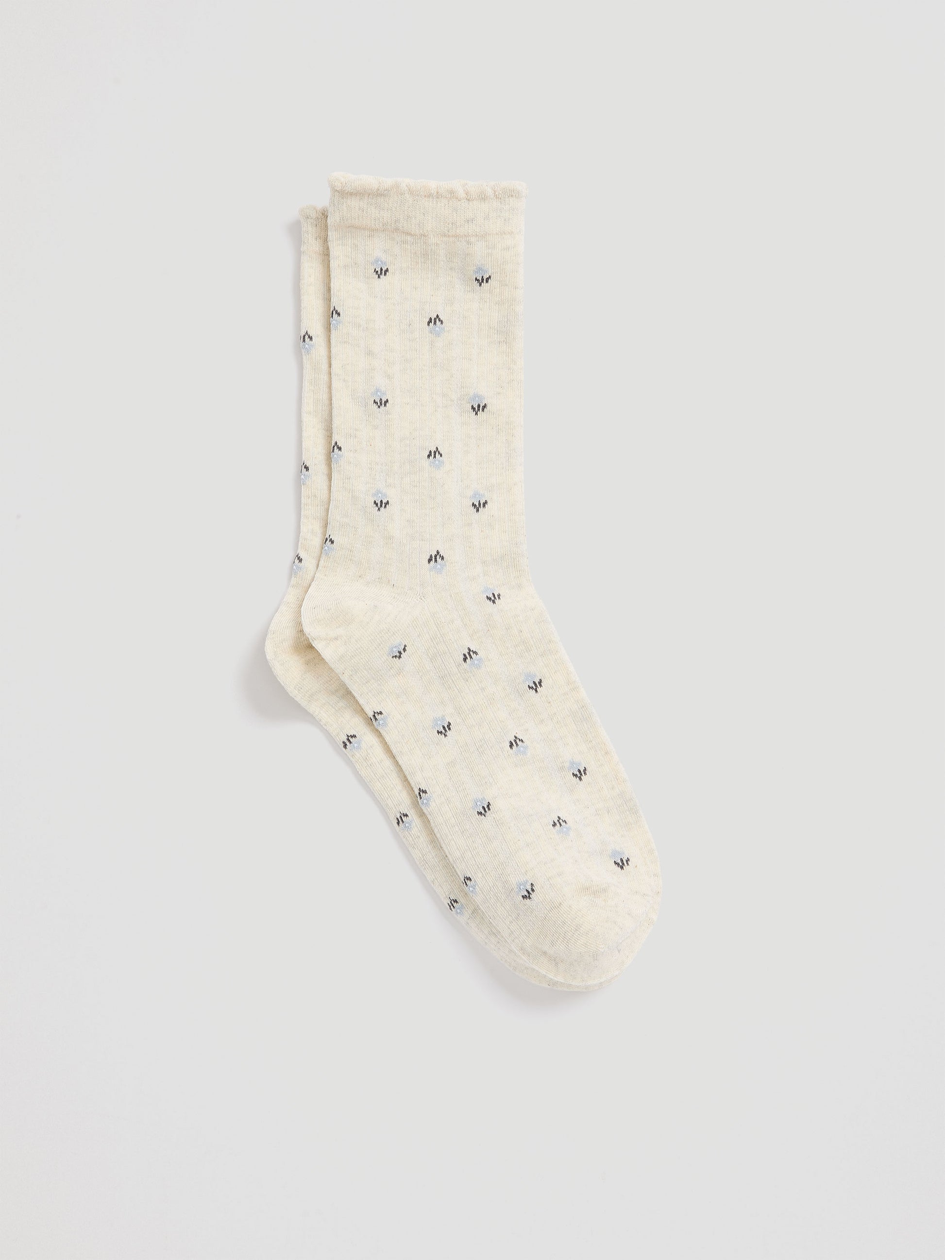Floral Pointelle Crew Socks