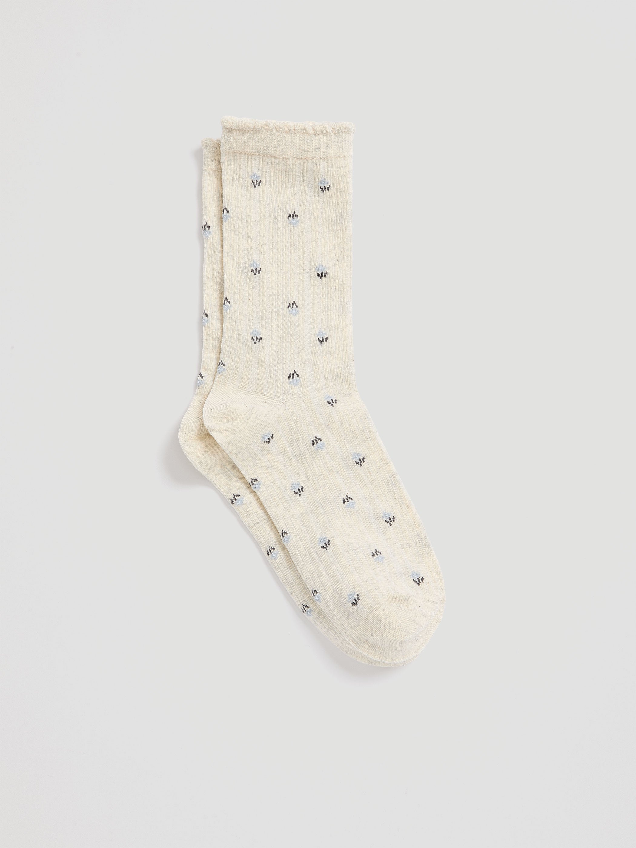 Floral Pointelle Crew Socks