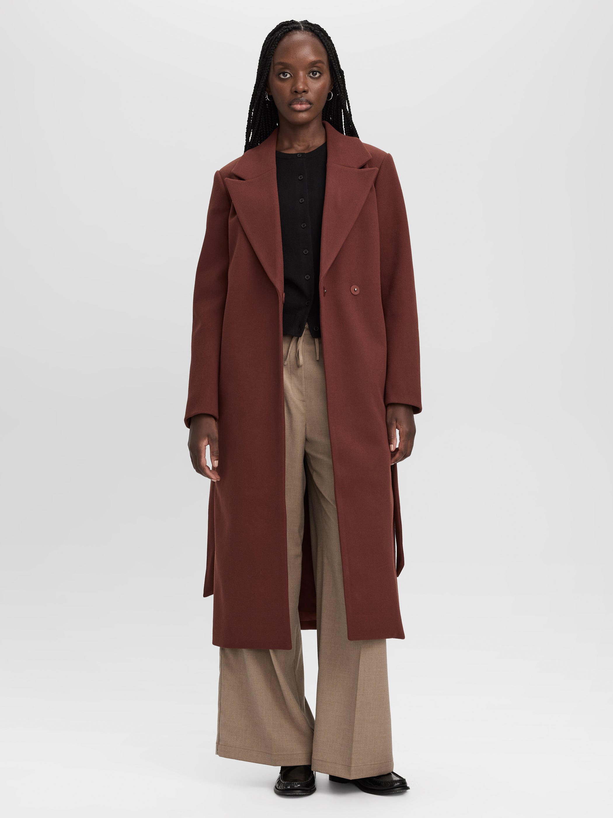 Women's Wool-Blend Long Jacket with Sash – Reitmans