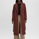 Wool-Blend Long Jacket with Sash
