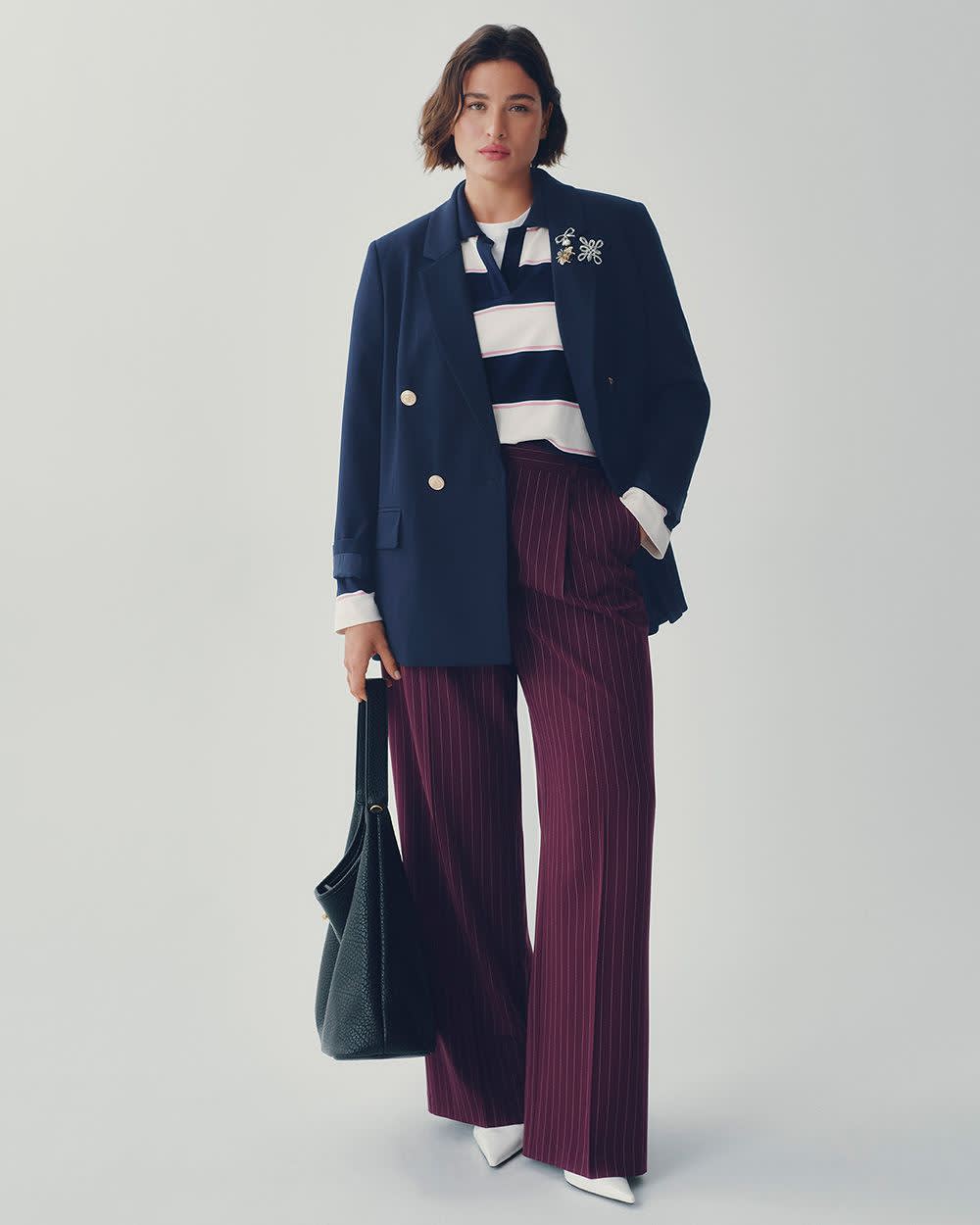 Double-Breasted Blazer with Crest