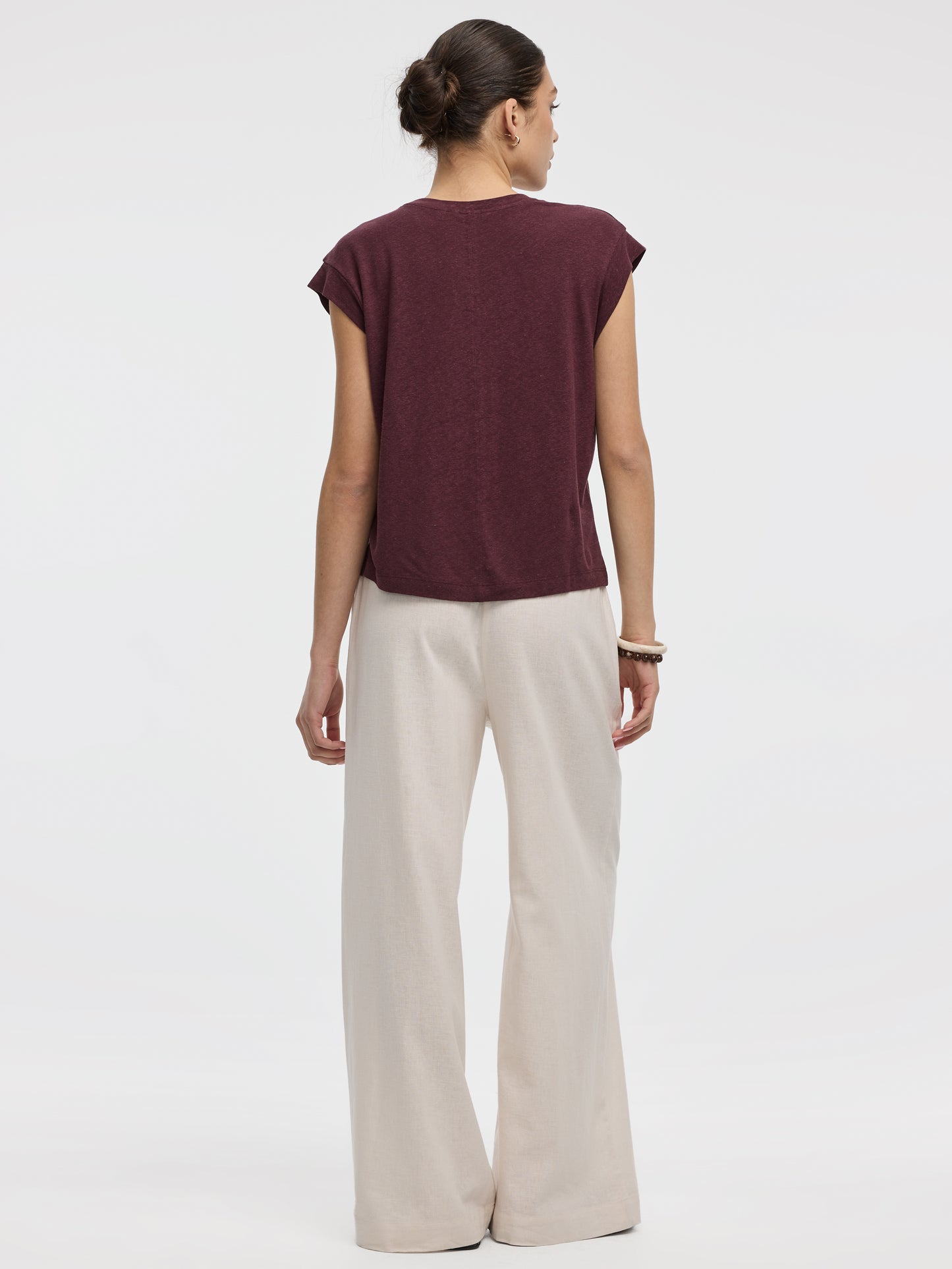 Linen-Blend Extended-Sleeve Crew-Neck Tee