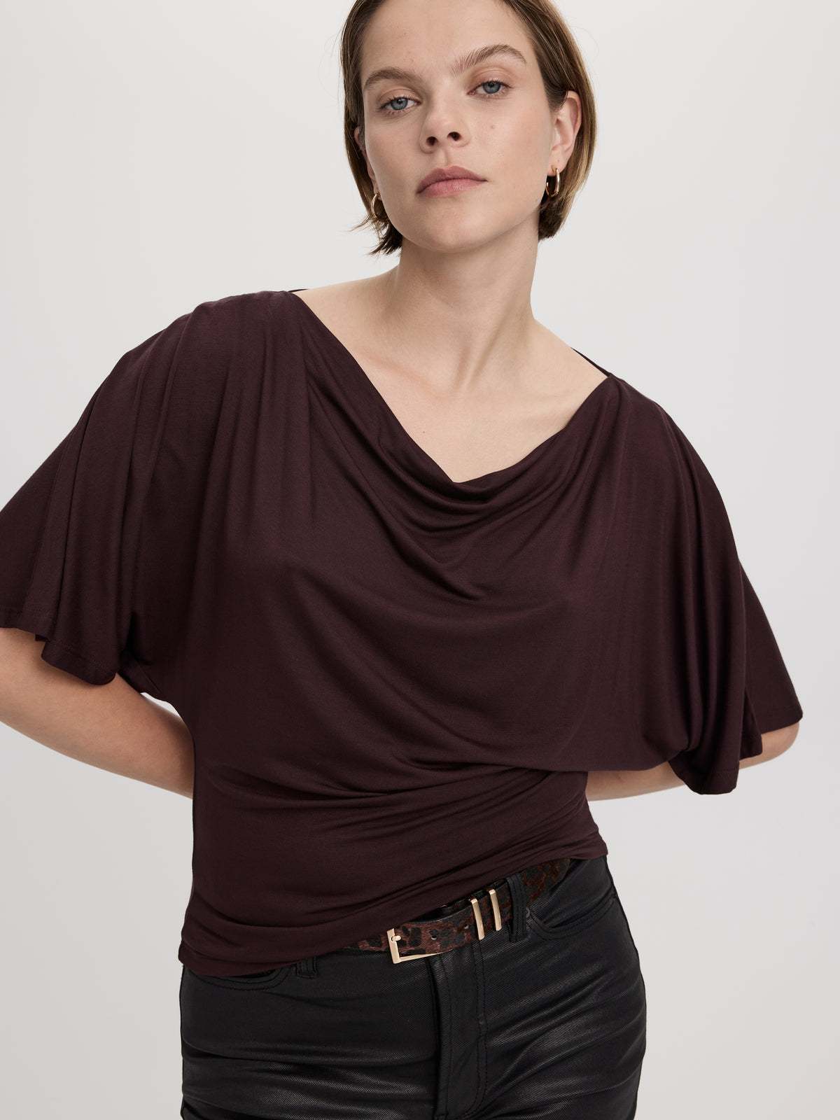 Short-Sleeve Boat-Neck Top