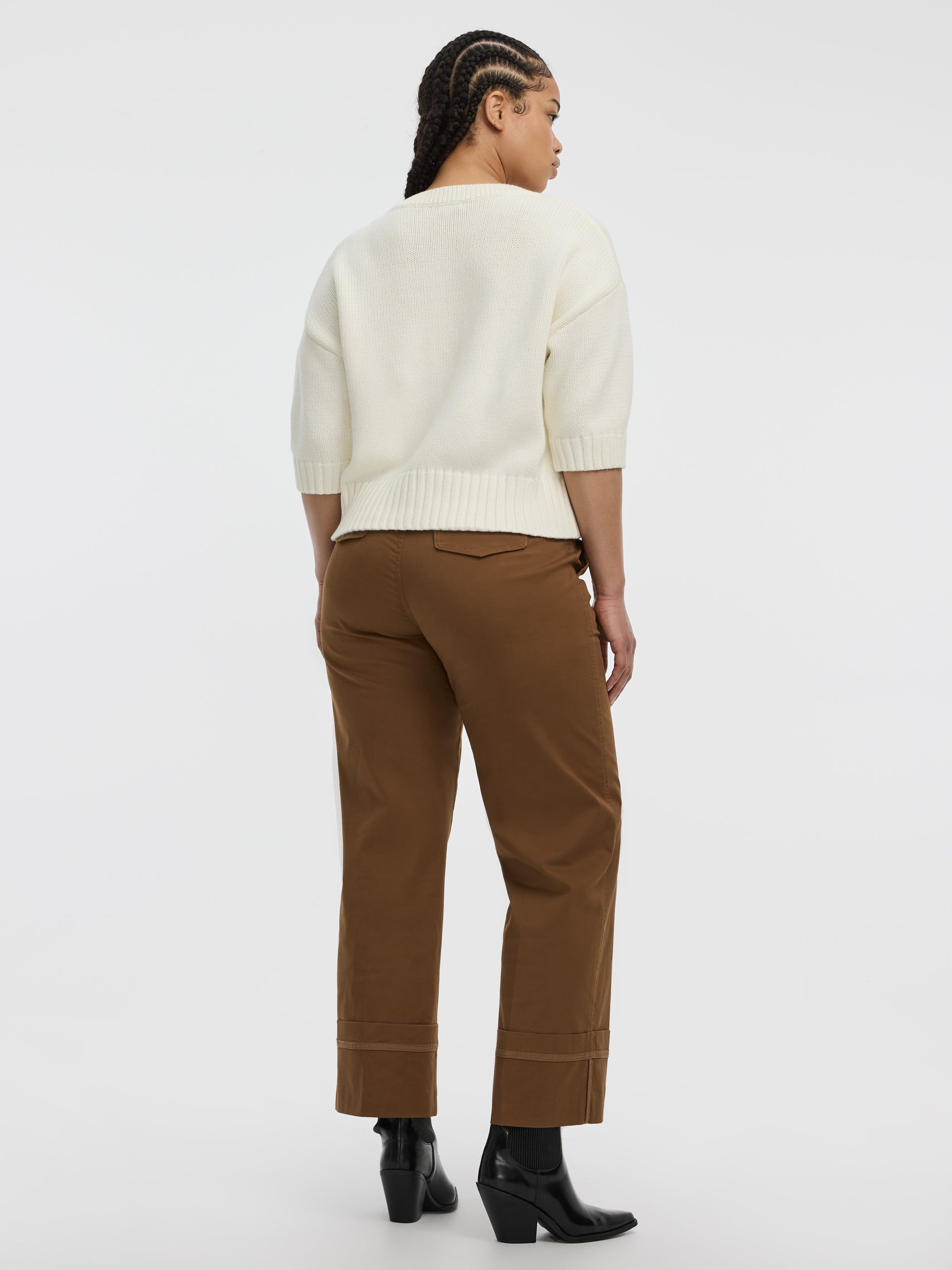 Loose Elbow-Sleeve V-Neck Cardigan