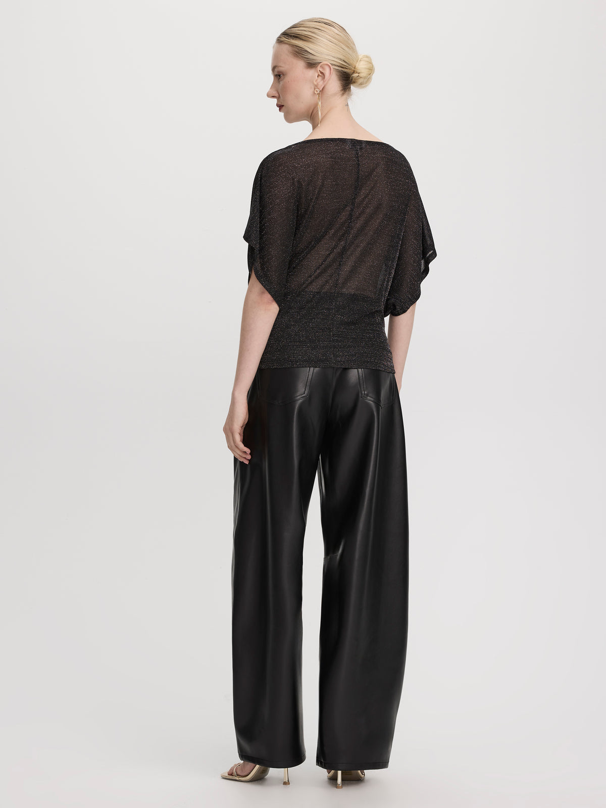 Boatneck Dolman Short Sleeve Top – Shimmer Knit