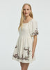 Short-Sleeve Fit-and-Flare Dress with Square Neckline