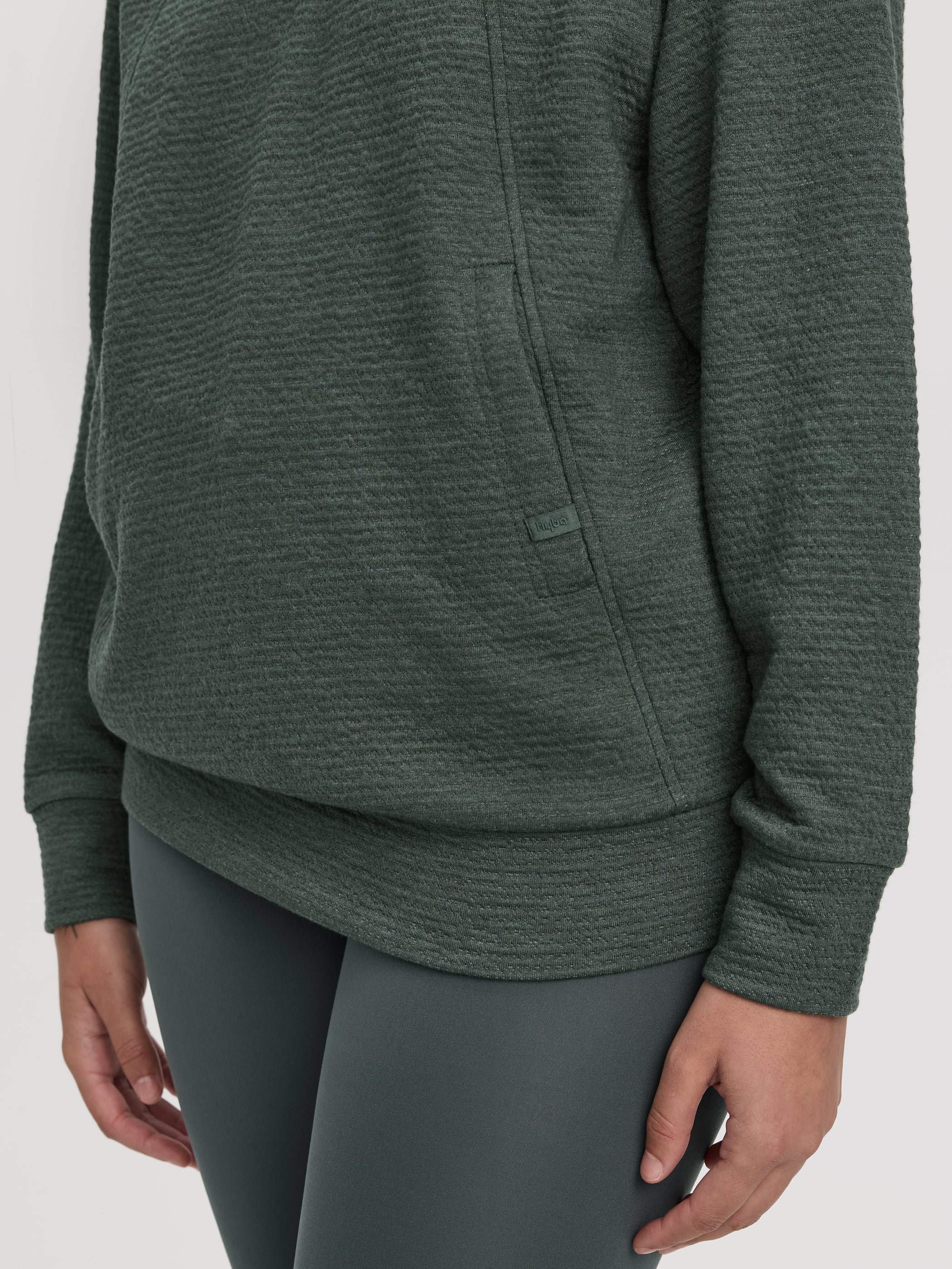 Long-Sleeve Half-Zip Mock-Neck Textured Top