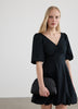 Short-Sleeve V-Neck Mini Dress with Bubble Hem