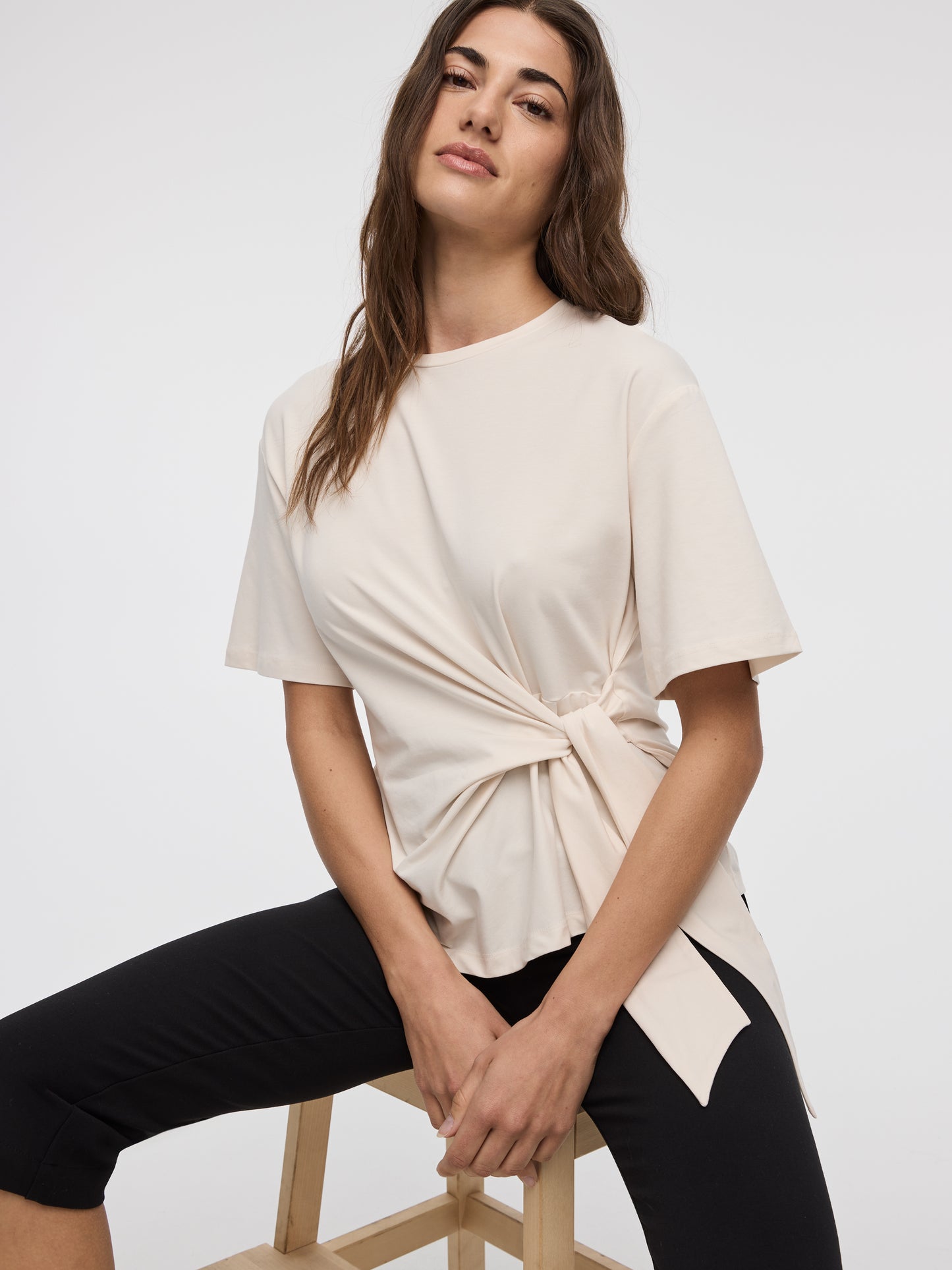 Crew-Neck T-Shirt with Knot Detail