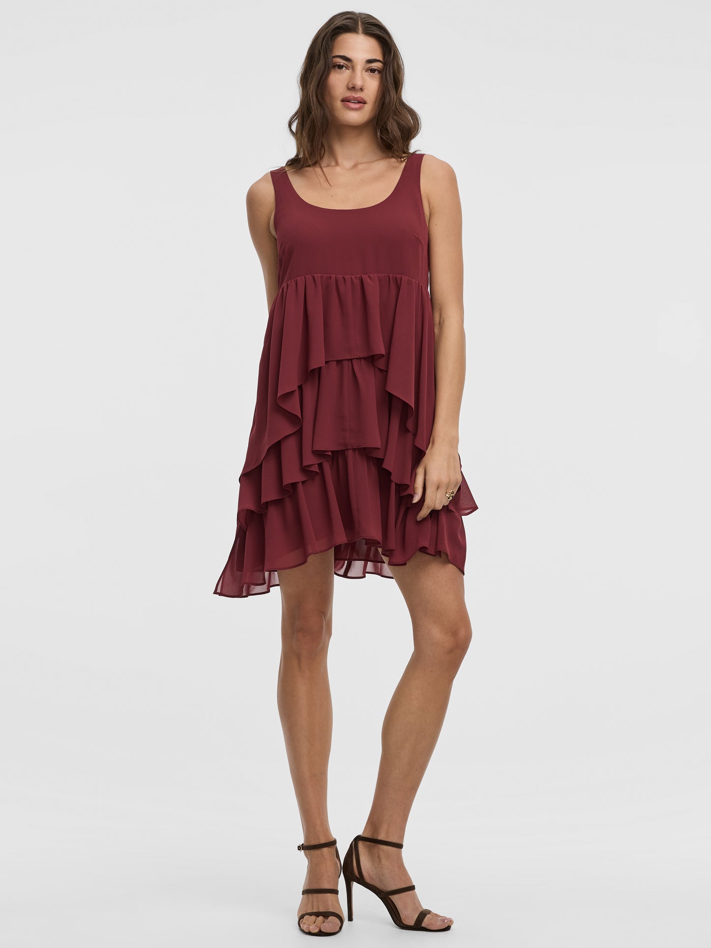 Sleeveless Scoop-Neck Tiered Dress