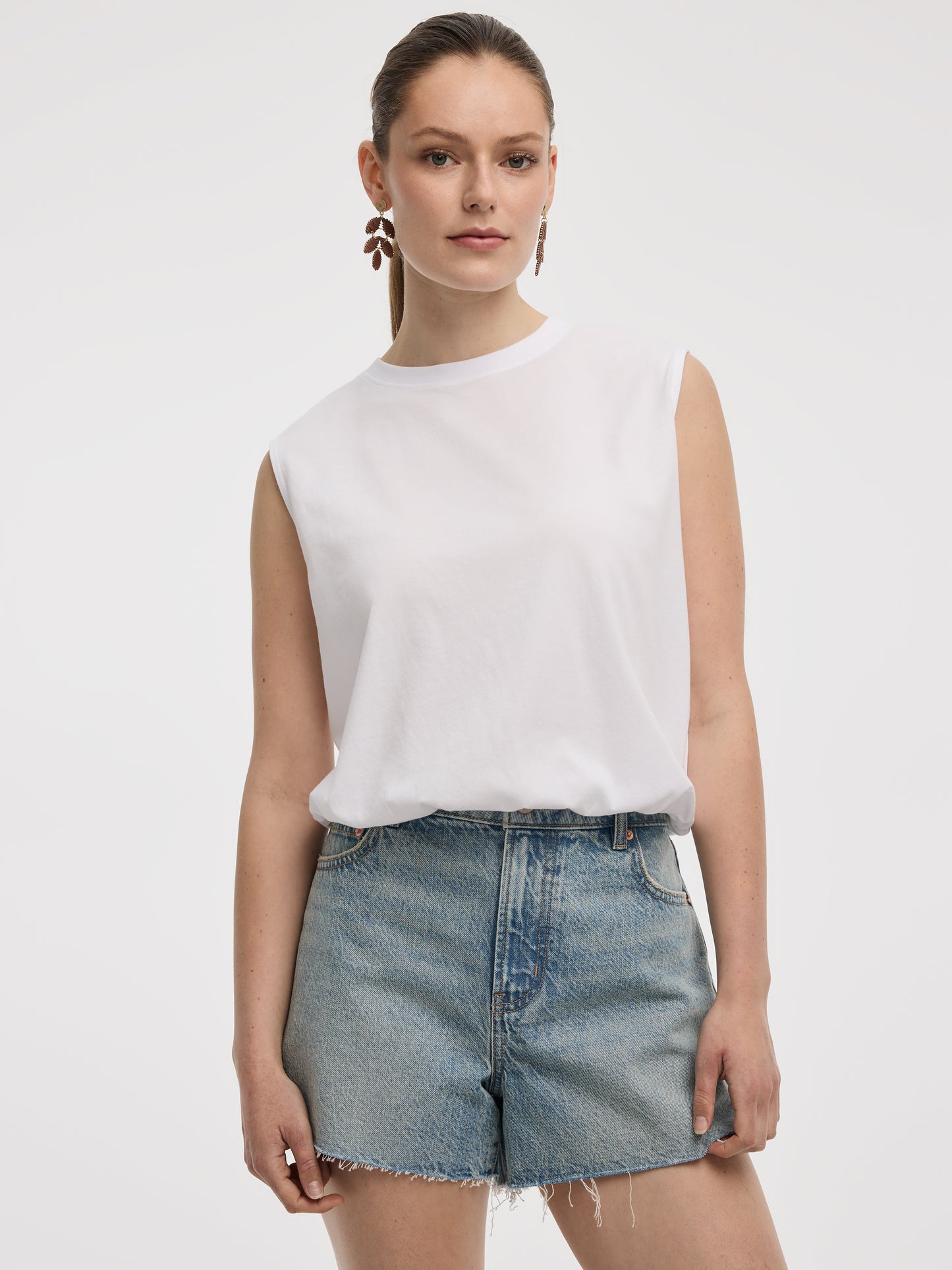 Crew-Neck Tank with Bubble Hem