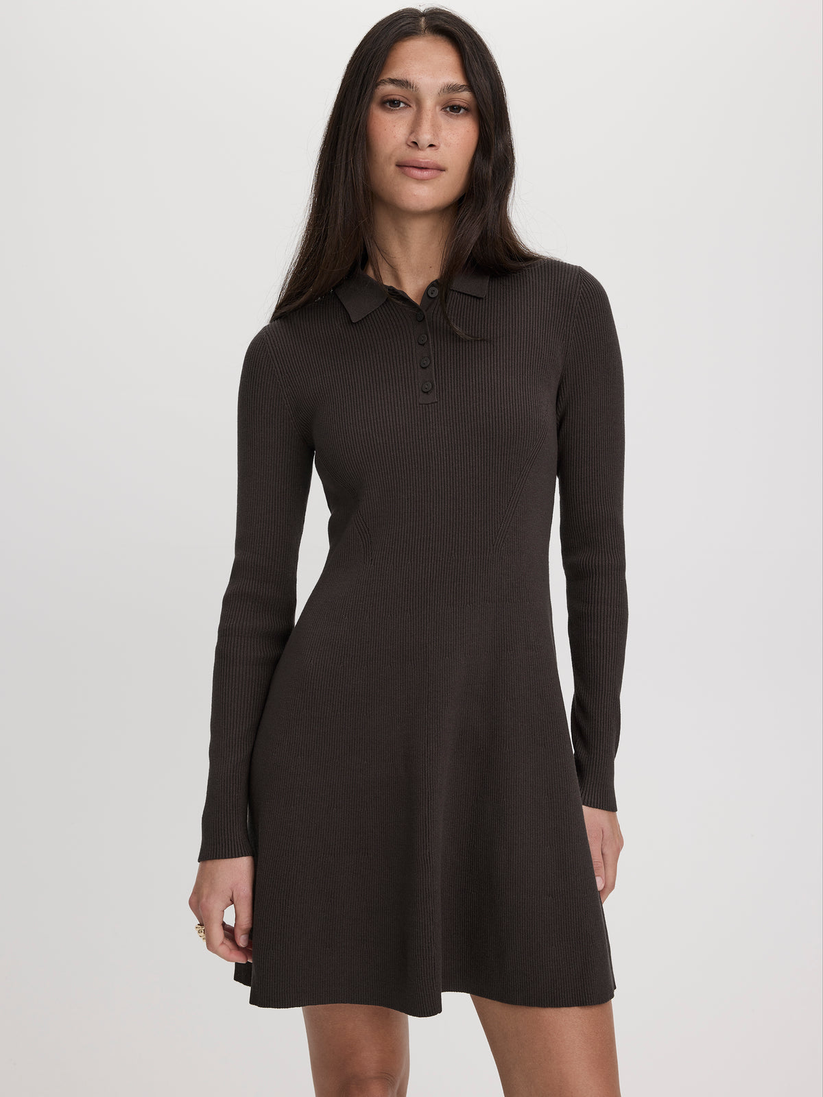 Long-Sleeve Polo Mini Dress