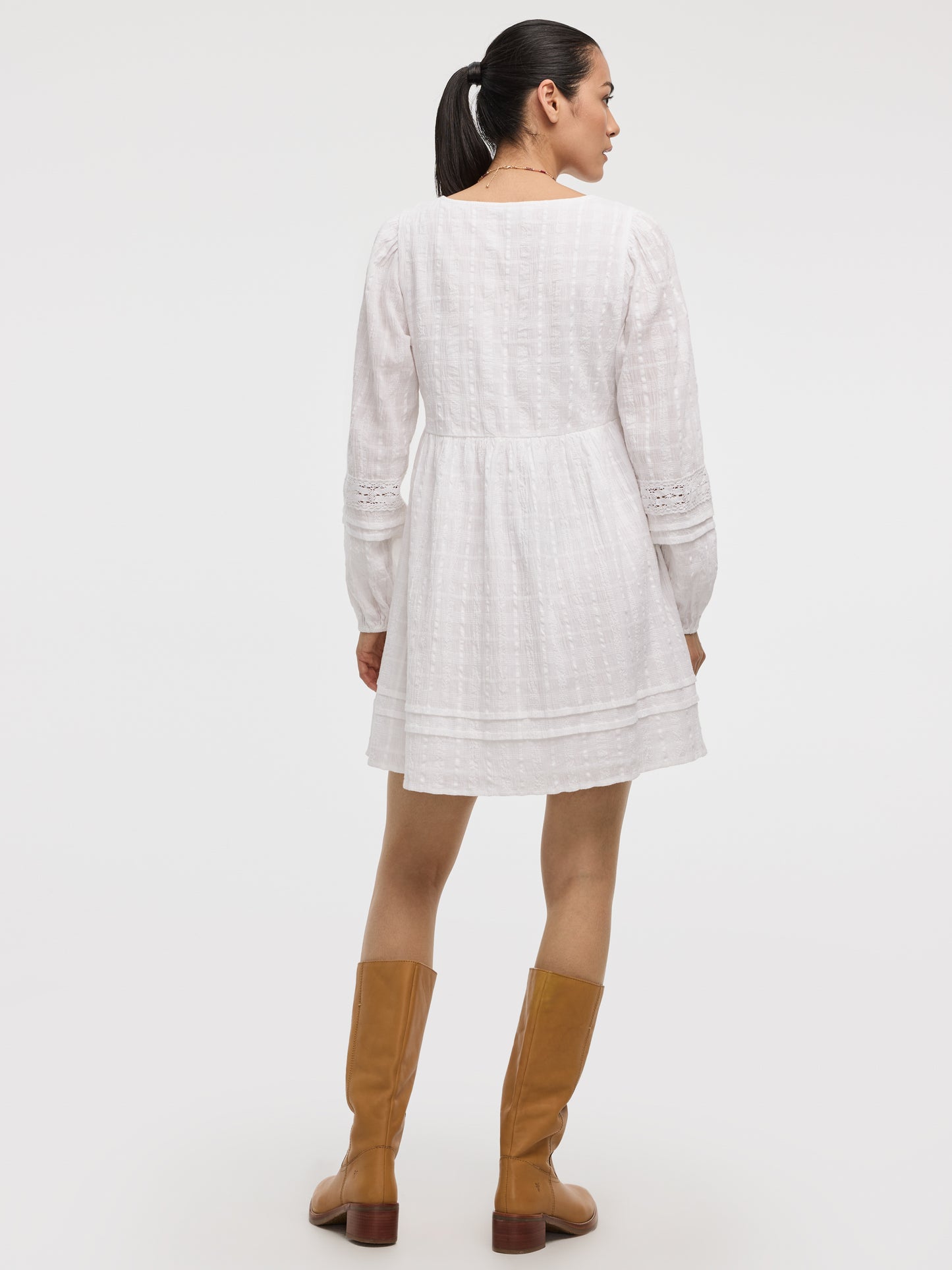 Long-Sleeve V-Neck Empire Dress