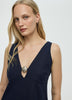 Sleeveless V-Neck Mini Dress with Seashell