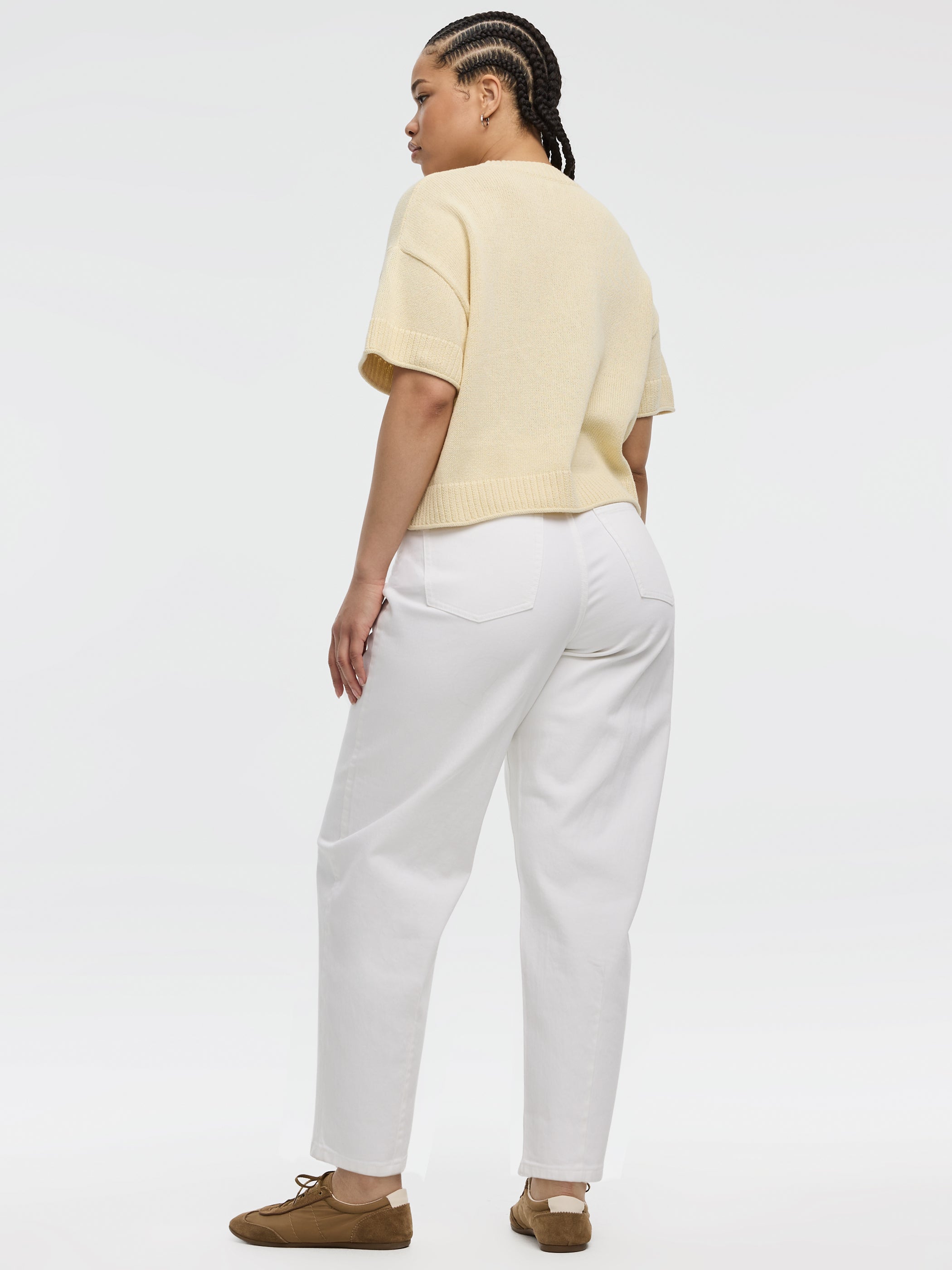 Short-Sleeve Crew-Neck Loose Sweater