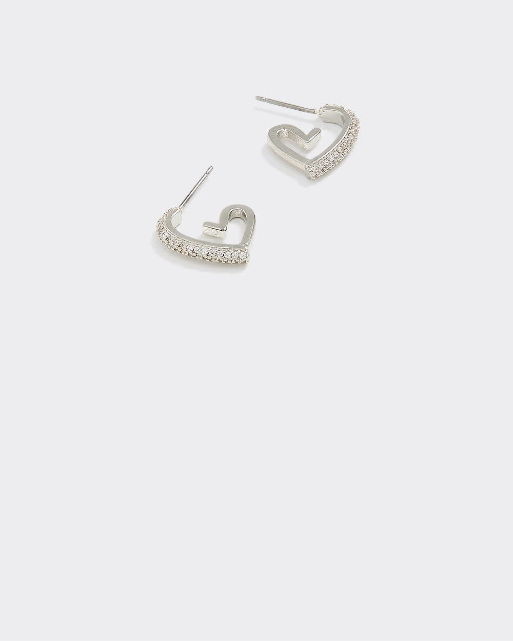 Heart-Shaped Earrings with Rhinestones