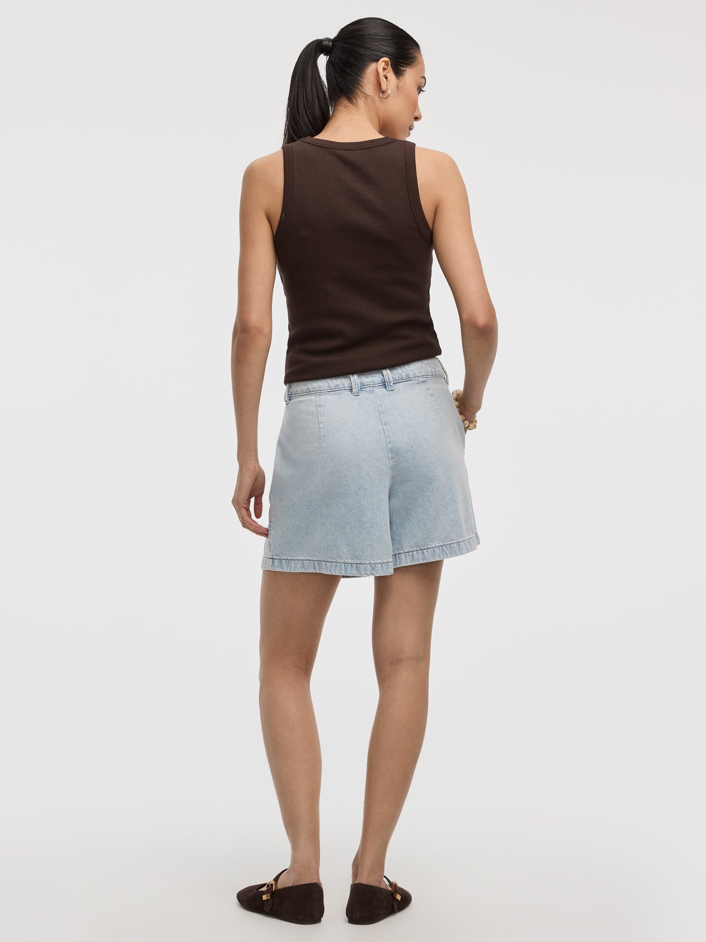 Short à plis en denim