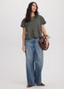 Short-Sleeve Crew-Neck Peplum Blouse