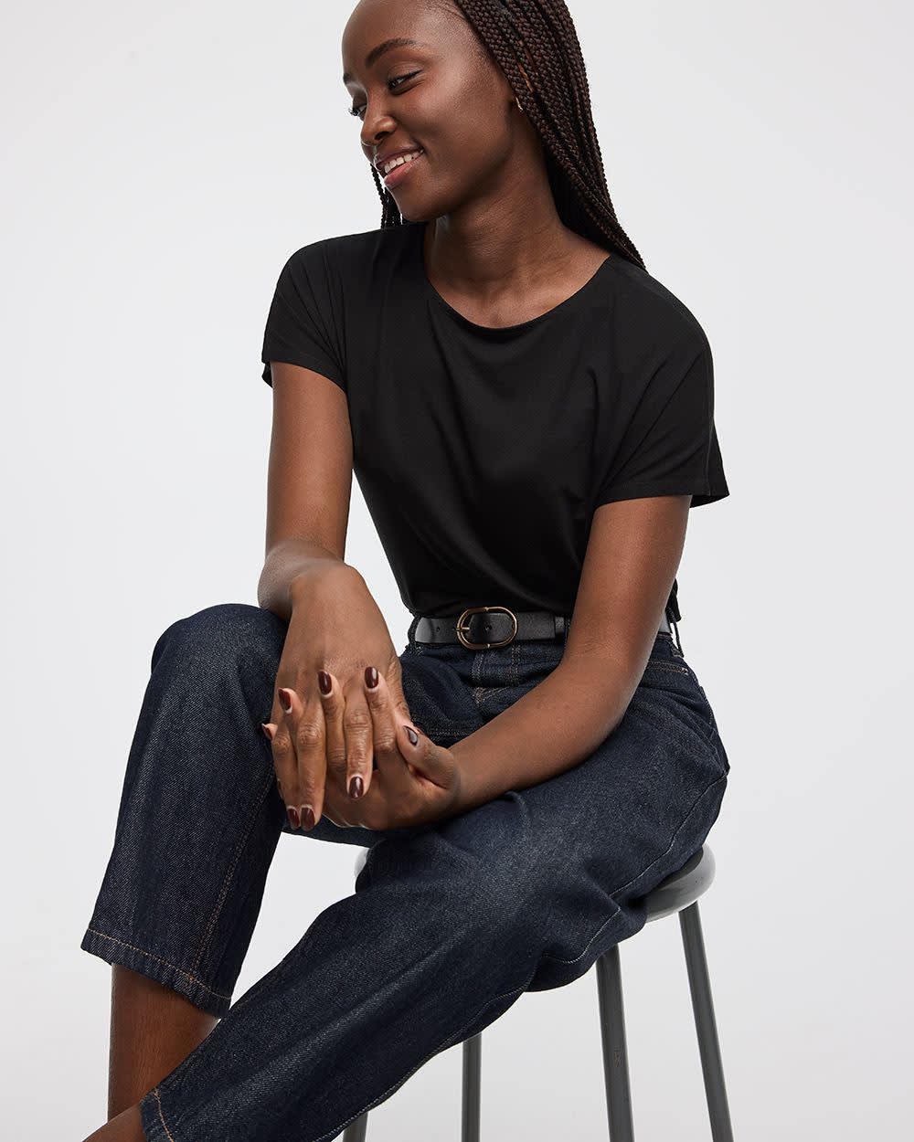 T-shirt à manches courtes dolman et col bateau