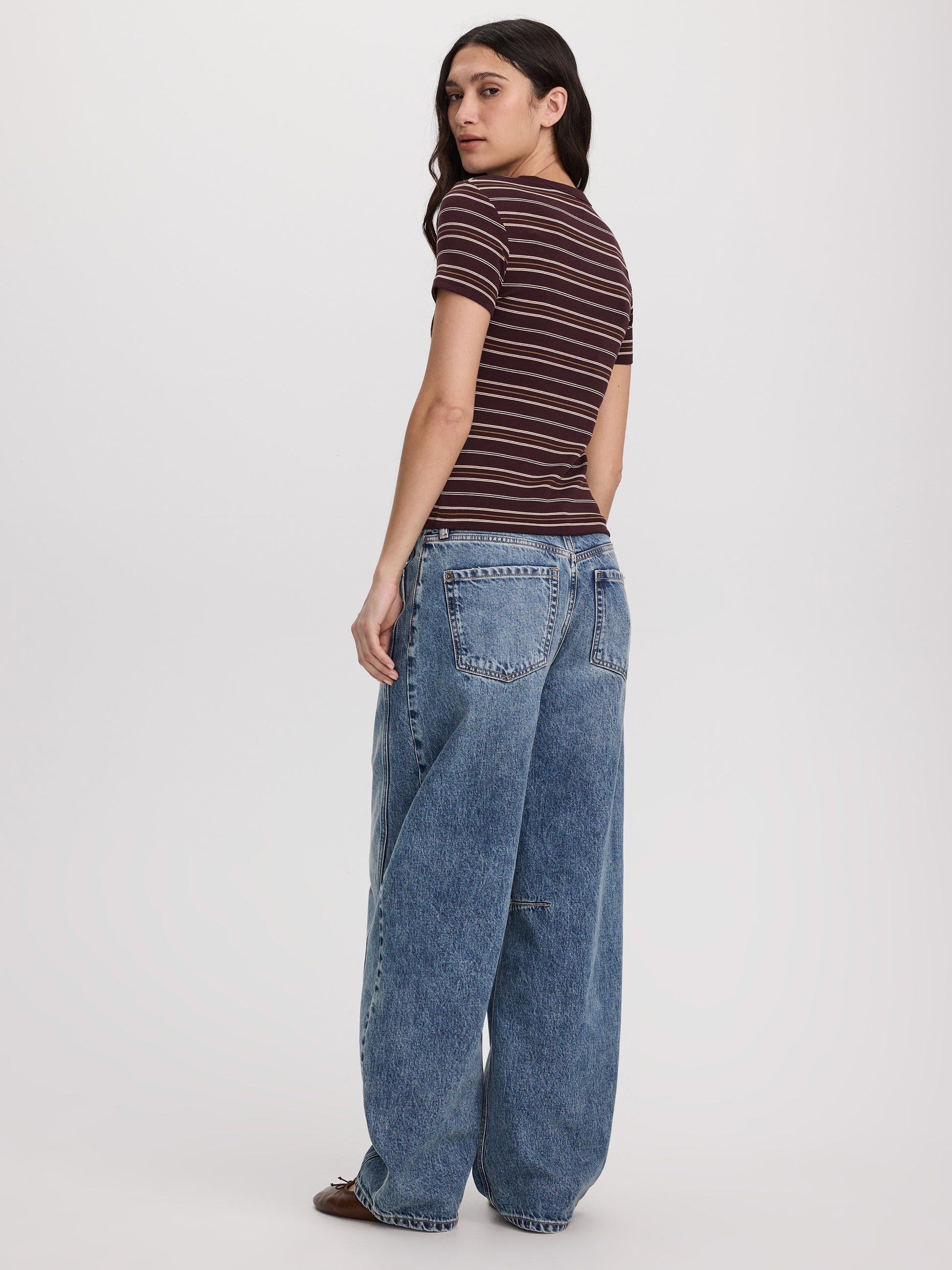 Striped Fitted Crew-Neck Ribbed T-Shirt