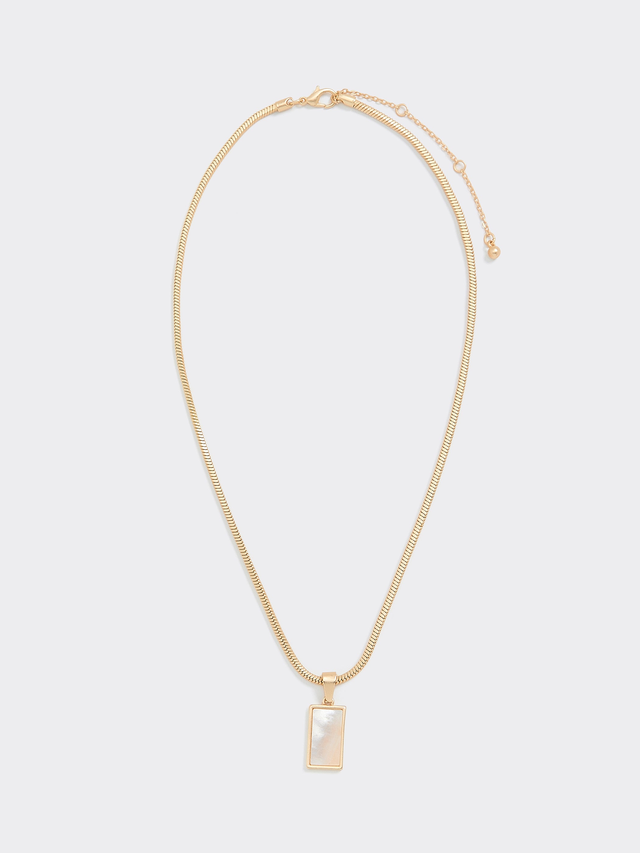 Short Necklace with Rectangle Mother-of-Pearl Pendant
