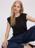 Sleeveless Crew-Neck Top with Shoulder Pads