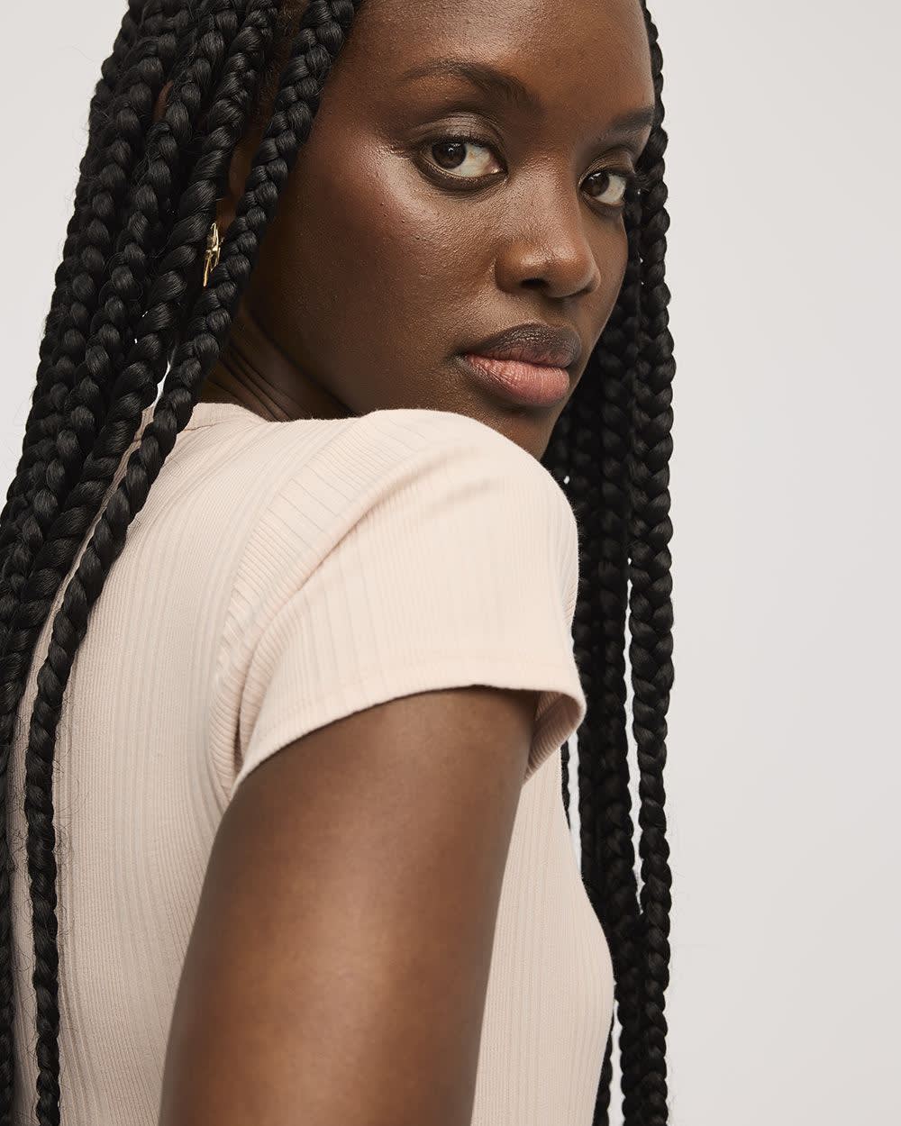 Fitted Crew-Neck Ribbed T-Shirt