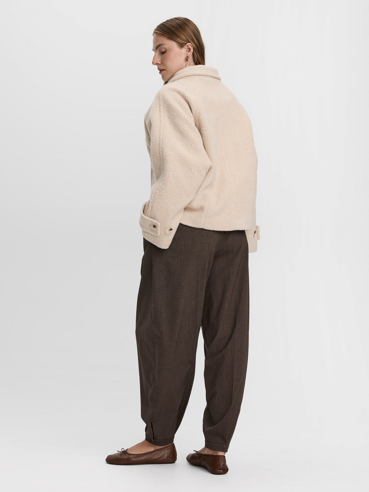 Mock-Neck Bouclé Coat