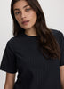 Elbow-Sleeve Crew-Neck Mini Dress