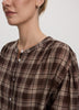 Crew-Neck 3/4-Puffy-Sleeve Blouse