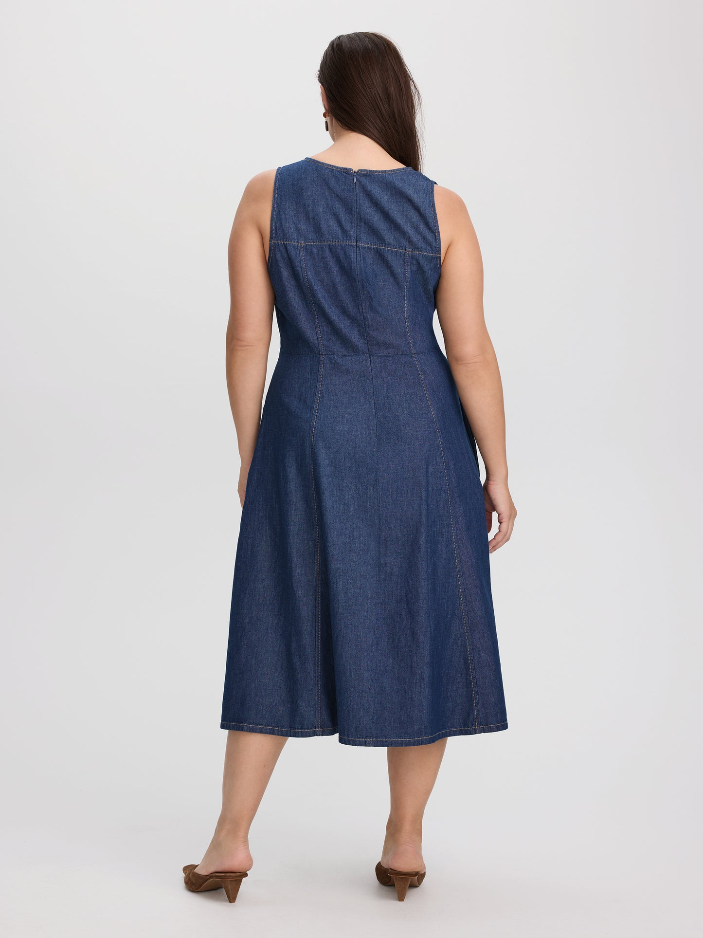 Sleeveless V-Neck Denim Dress