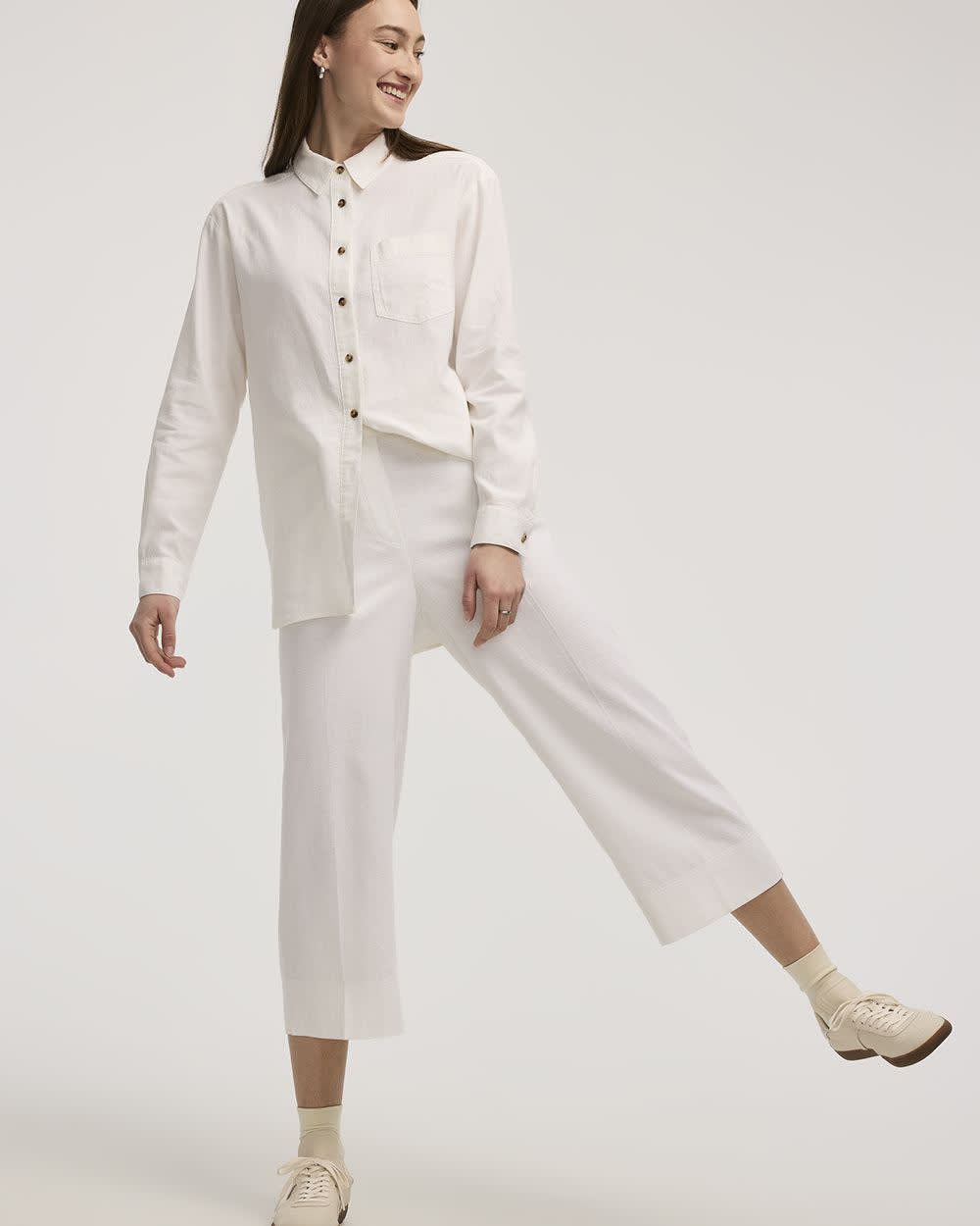 Cropped Wide-Leg Linen-Blend Pant