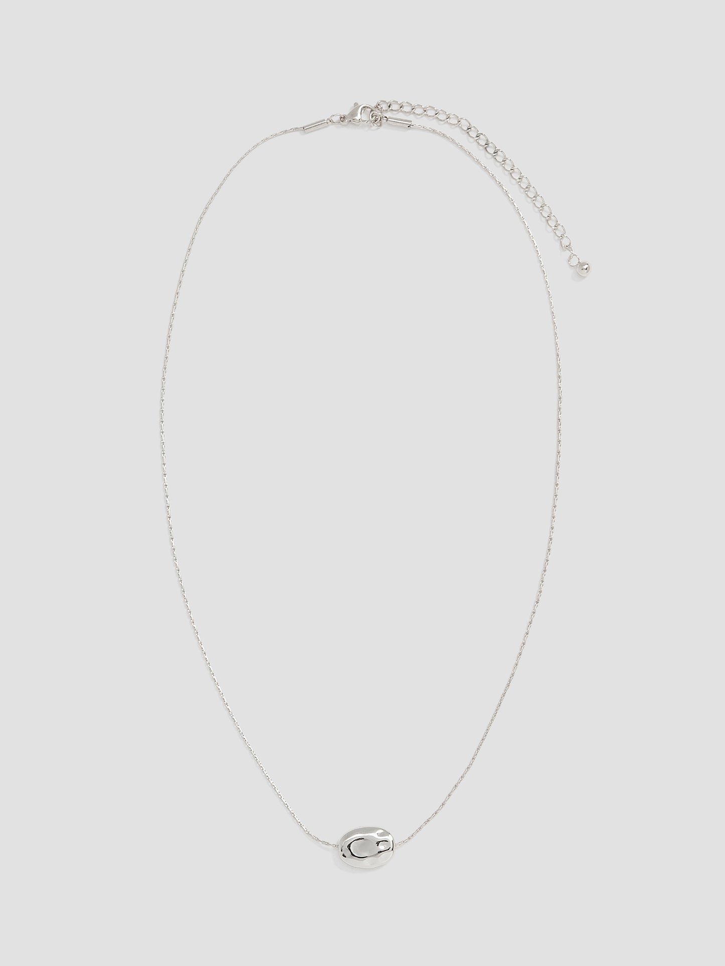 Short Necklace with Stainless Steel Textured Pendant