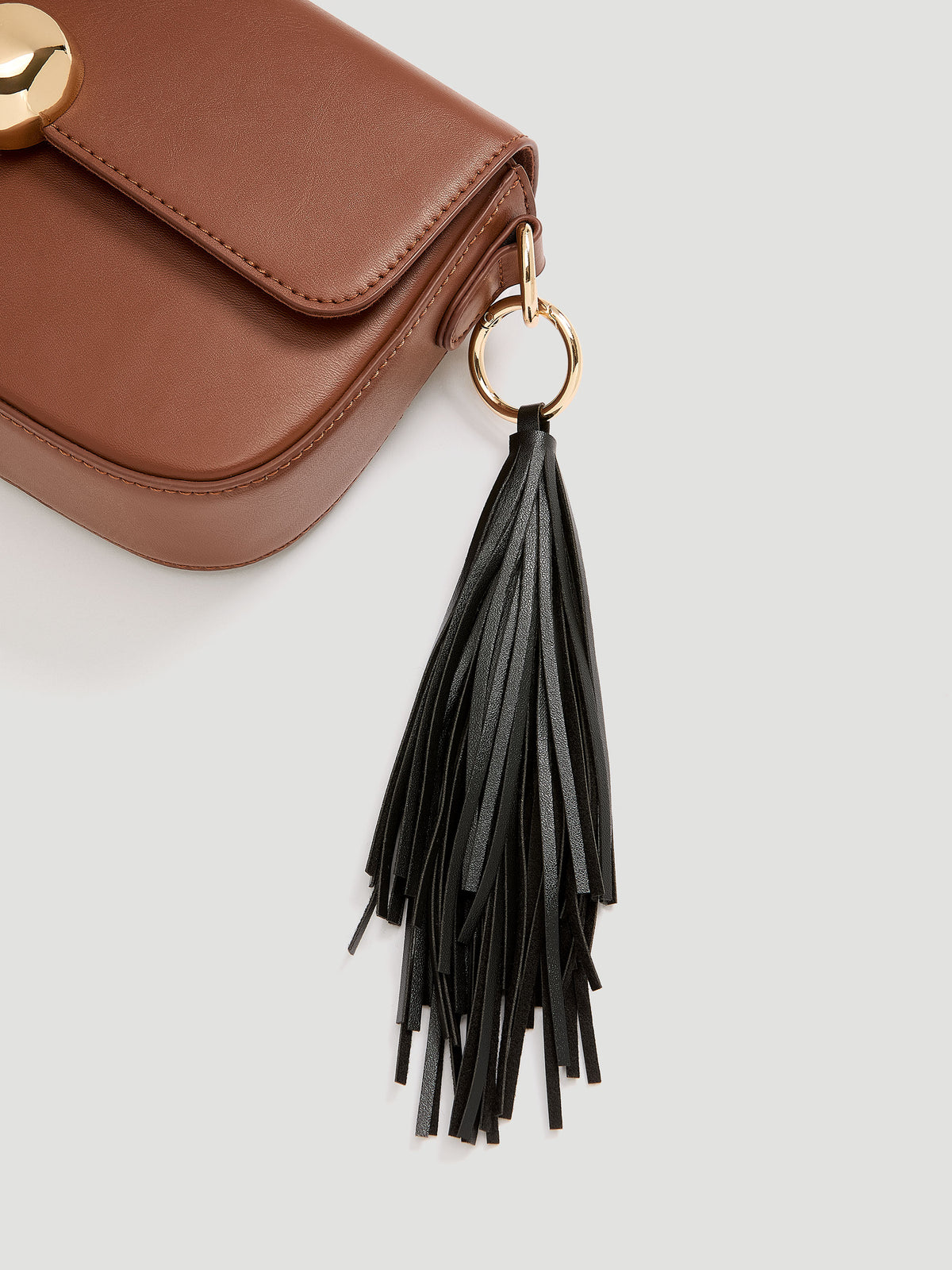 Faux Leather Fringe Bag Charm