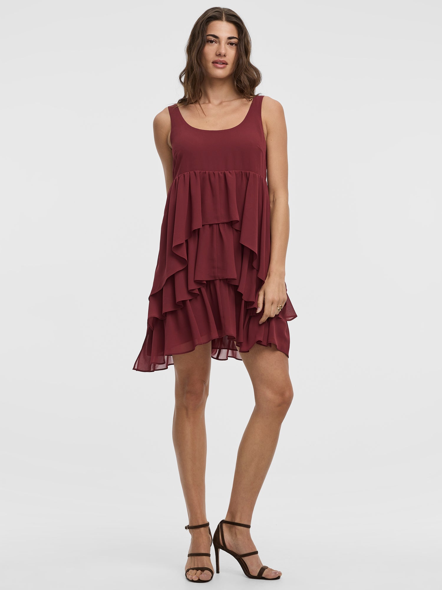 Sleeveless Scoop-Neck Tiered Dress