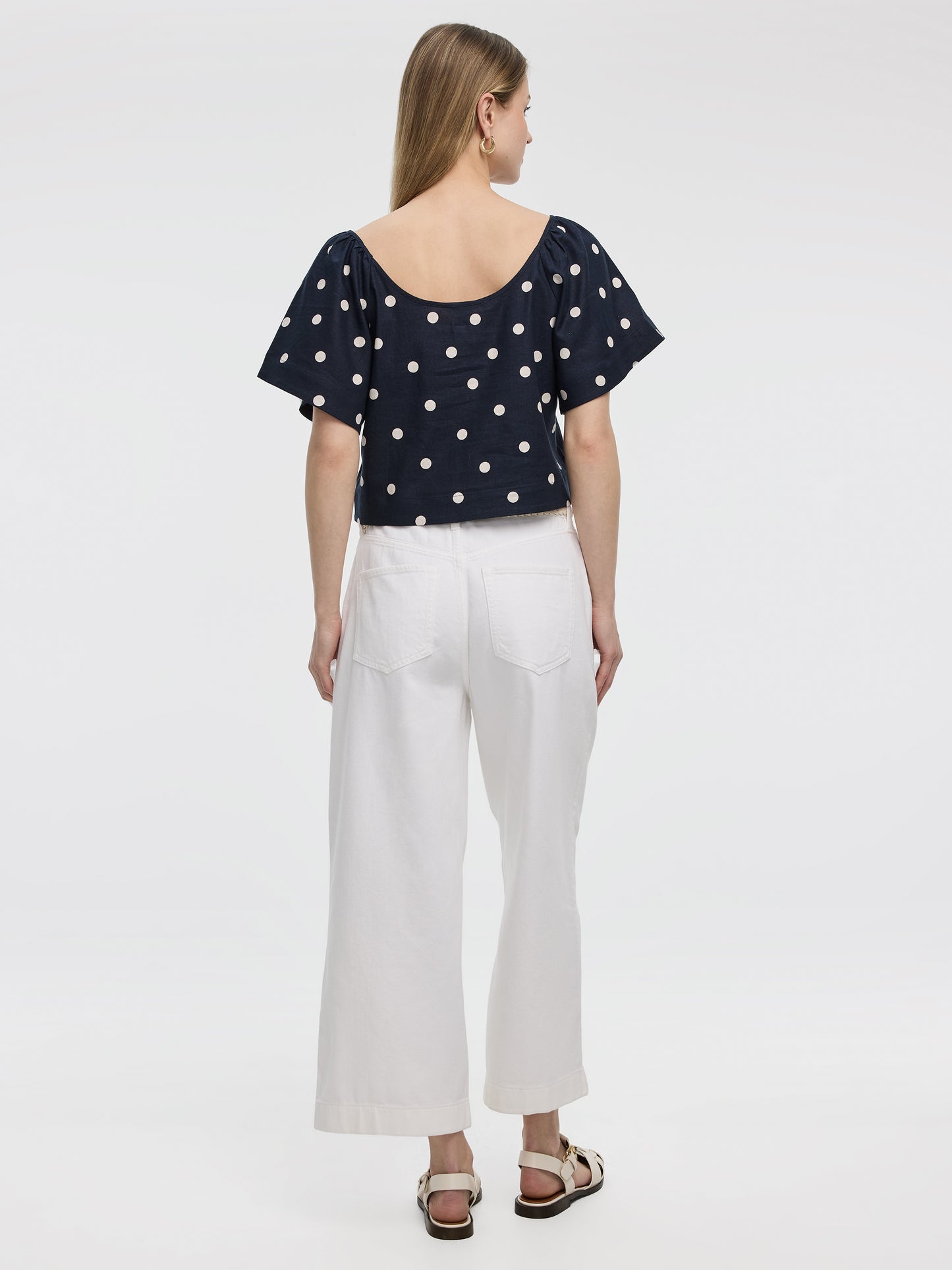 Scoop-Neck Blouse with Flutter Sleeves