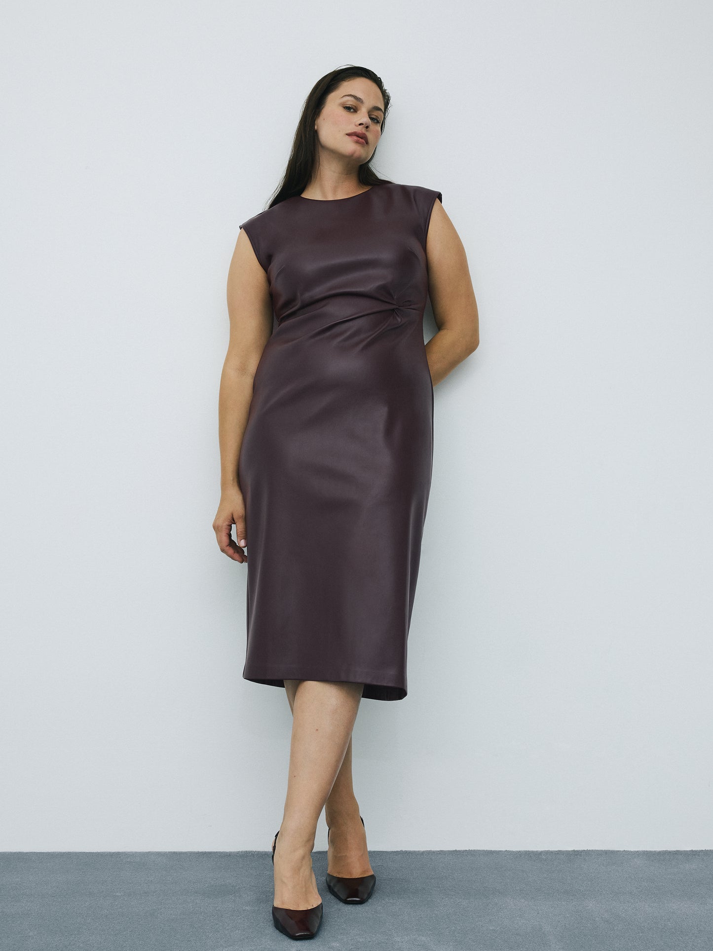 Faux Leather Midi Dress